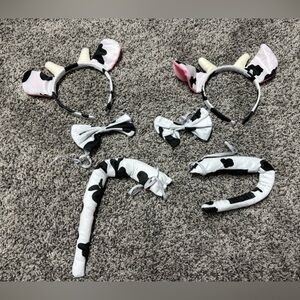 Cow Print Kids Headband and Tail Set